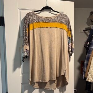 Multicolor Women's Top with Yellow Accent